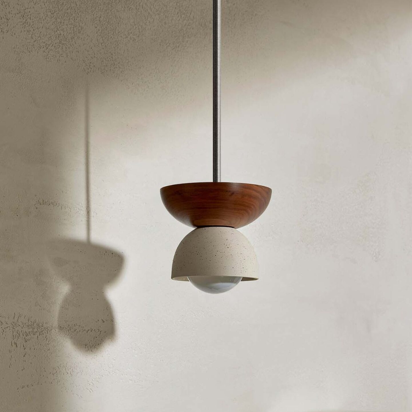 Terra 00 Pendant Light - Solid Rod Vanilla Bean, Walnut, Brushed Nickel